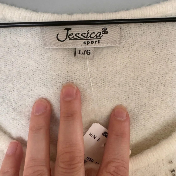 NWT Jessica brand from Sears ladies size large ivory color cardigan with sequins - Picture 3 of 5